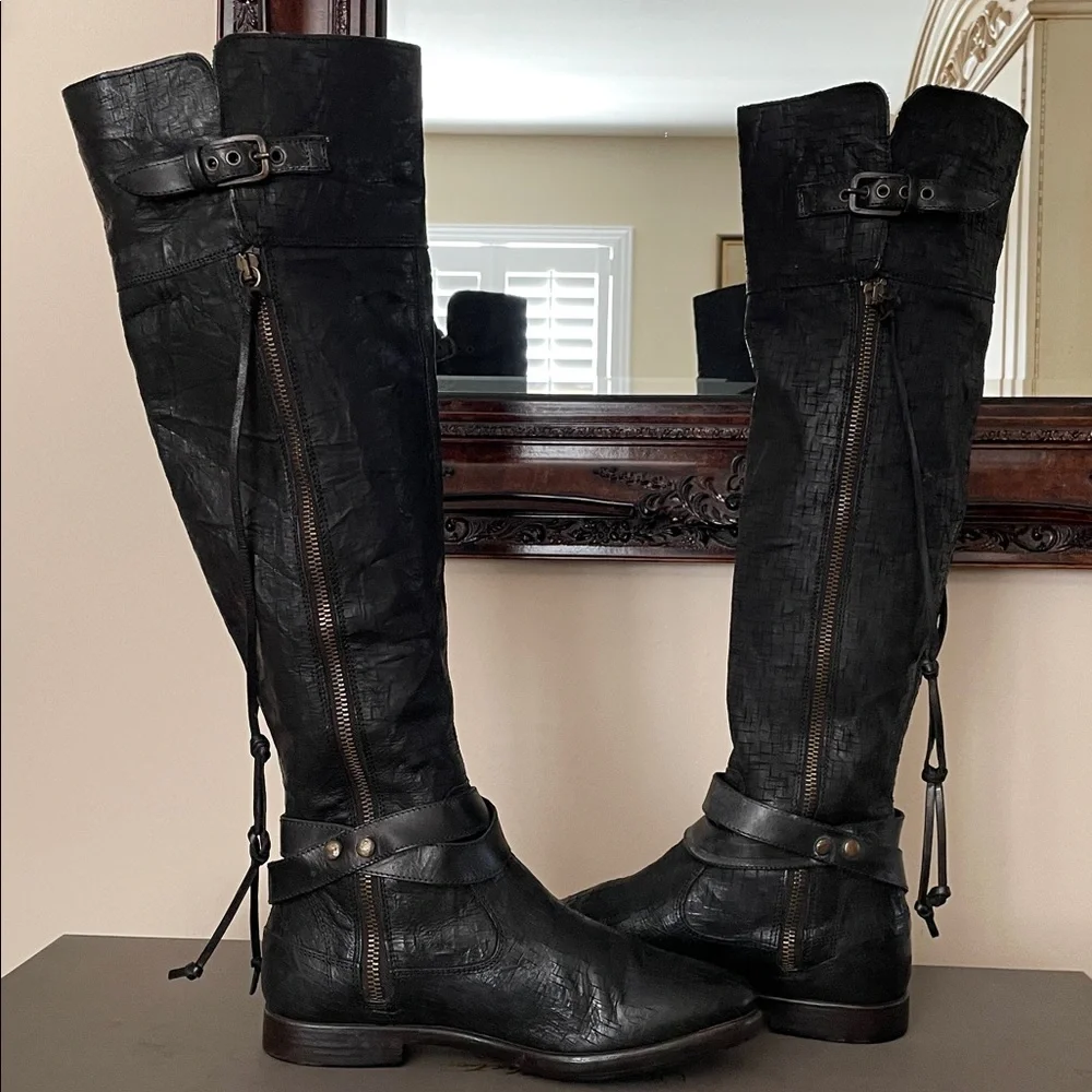 VINTAGE UGG Collection Tall NICOLETTA WEAVE leather over the knee boot 8 NIB